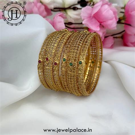 Exclusive Gold Plated Kemp Stone Traditional Bangles JH5013 – Jewel Palace