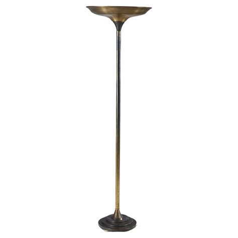 1930s Art Nouveau Torchiere Floor Lamp with Marble Base and Fluted ...