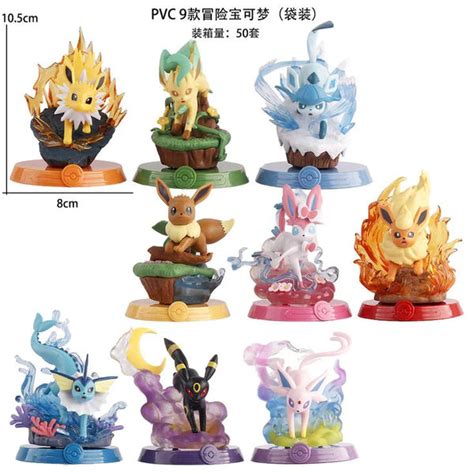 Buy Online 9‑Piece Eevee Evolution PVC Figure Set – Element Bases ...