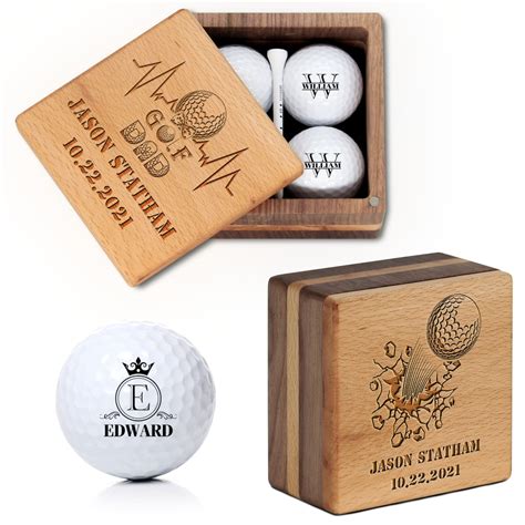 Personalized Golf Ball and Wooden Box - Custom Golf Gift, Golfer ...