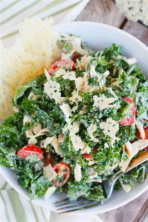 Shredded Chicken Kale Caesar Salad with Parmesan Crisps | Table for Two ...