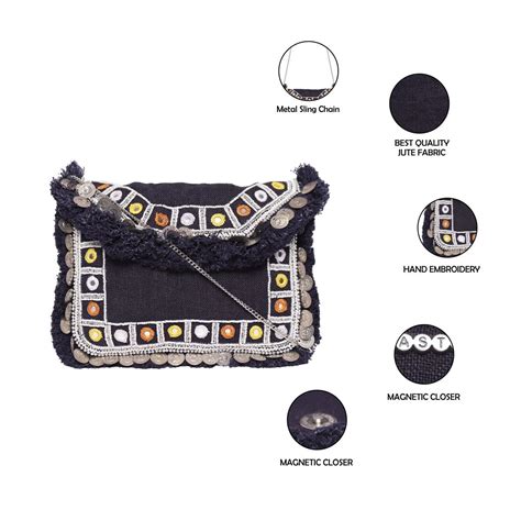 Black Jute Sling Bag With Chain Strap – astridlifestyle