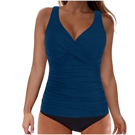 $10 & under UTSJKR Women's Two Piece Tankini Swimsuits Warp Ruched V ...