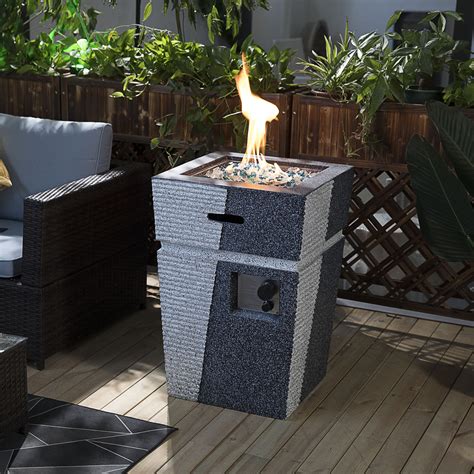 Latitude Run® Outdoor Concrete Fire Pit Column Propane Fire Pit Patio ...