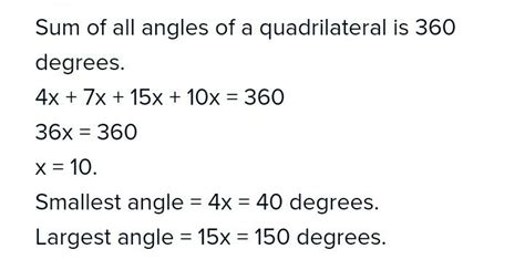 if the degree measures of the angles of quadrilateral are 4 x,7x,9 x ...