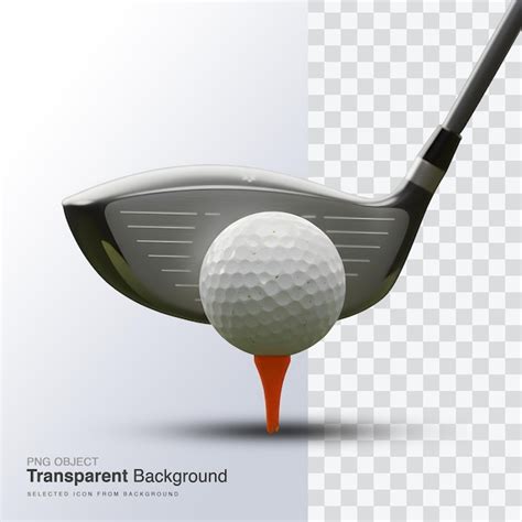 Golf club driver hitting ball on tee isolated on transparent background ...