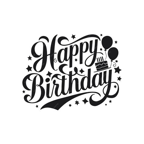 A black and white poster with a happy birthday cake on it | Premium AI ...