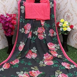 Buy Fevinaa Women's & Girl's 3D Floral Print Georgette Saree With ...