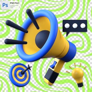 3d business promotion icon isolated png illustration psd template ...