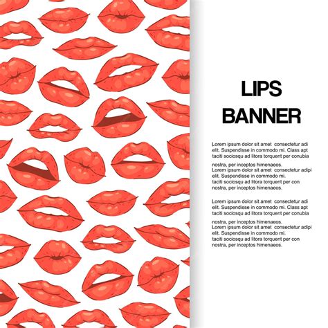 Premium Vector | Lip kiss, open mouth with teeth banner