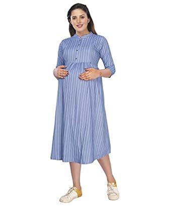 Buy MAMMA'S MATERNITY Women's Knee Length Light Blue Denim Maternity ...