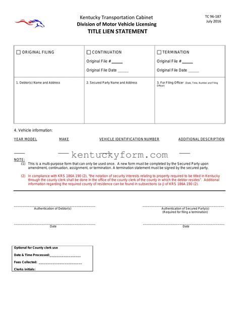 Kentucky Tc 96 187 Template > PDF Form