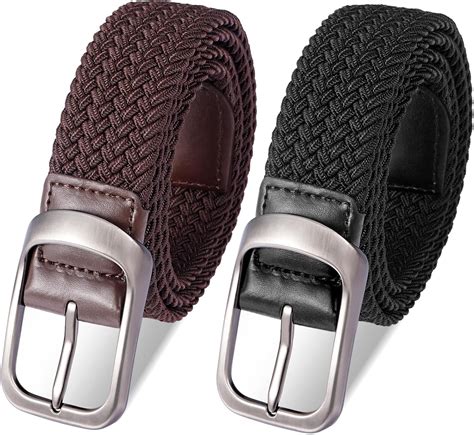 Zuimei 2 Pcs Elastic Belts Mens Elasticated Belt Trouser Belts Braided ...