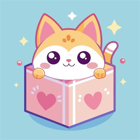 A cartoon cat is in a box with hearts on the top | Premium AI-generated ...