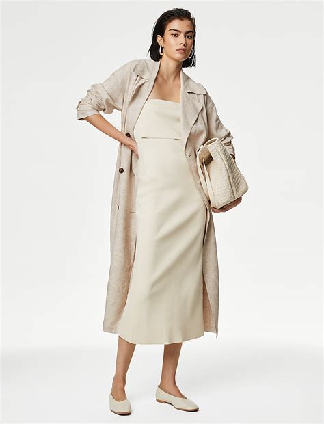 Buy Linen Blend Longline Trench Coat at Marks & Spencer