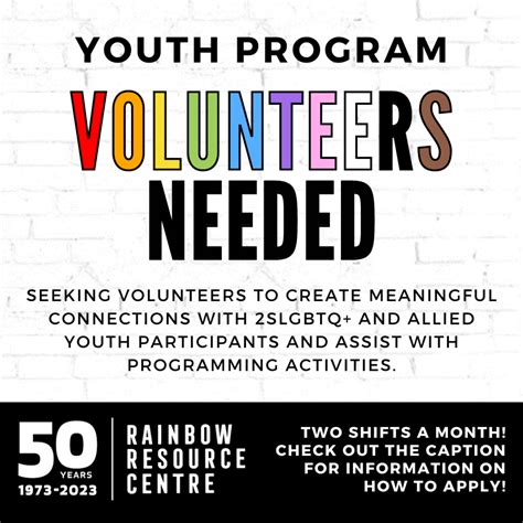 Youth Program Volunteers Needed! – Rainbow Resource Centre