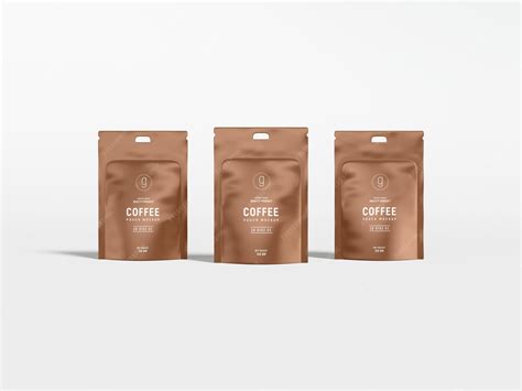 Premium PSD | Glossy foil coffee pouch bag branding mockup