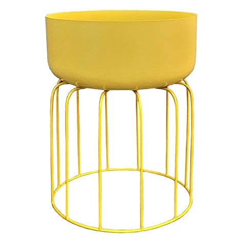 Sunny Club Yellow Metal Planter Stand, 18" | At Home