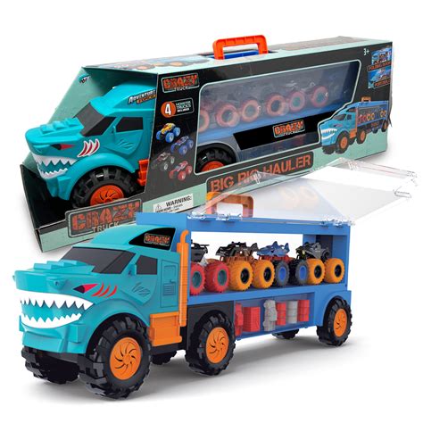 Big Rig Monster Truck Hauler for Kids, Die-Cast Metal Toy Cars with ...