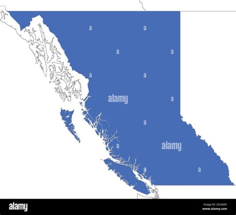 Simple map of British Columbia, province of Canada with outlines of neighboring regions such as ...
