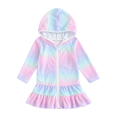 CHEEREAM Toddler Girl Swimsuit Cover Up Kids Beach Dress Print Long ...