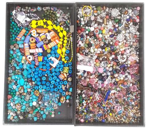 Lot - Assorted Glass & Minerals Jewelry Making Supplies