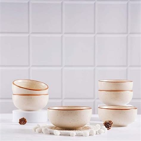 Handmade Ceramic Bowls Set of 6, 250 ml Matt Finish Serving Bowl for ...