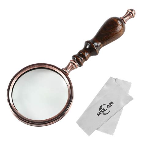 Mslan Magnifying Glass 10x Antique Copper Handheld With Wooden Handle ...