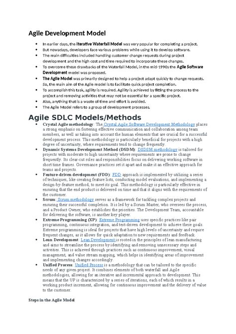 SE Notes - SE process models in detail - Agile Development Model In ...