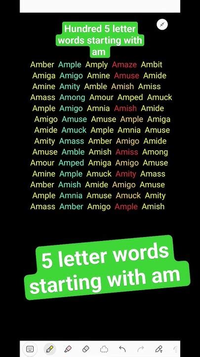 One hundred 5 letter words starting with am #vocabulary #words - YouTube