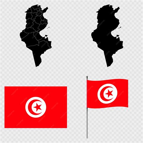 Set of maps flag and flagpole of tunisia vector illustration | Premium ...