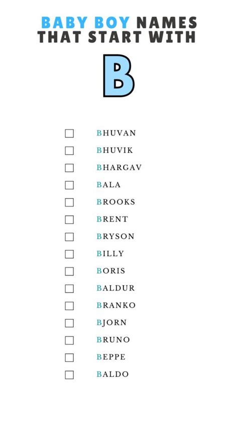 Printable List Of Names Starting With Letter B - Printables Hub