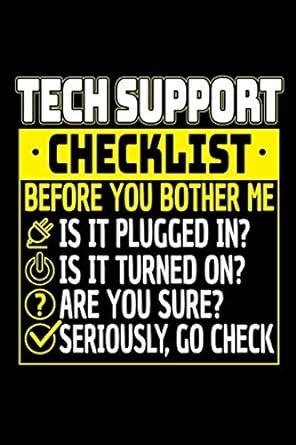 Amazon.in: Buy Tech Support Checklist: 120 Seiten (6x9 Zoll) Notizbuch ...