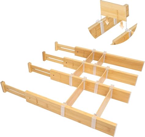 Buy AISHIY Upgrade Bamboo Drawer Divider System,Adjustable Drawer ...
