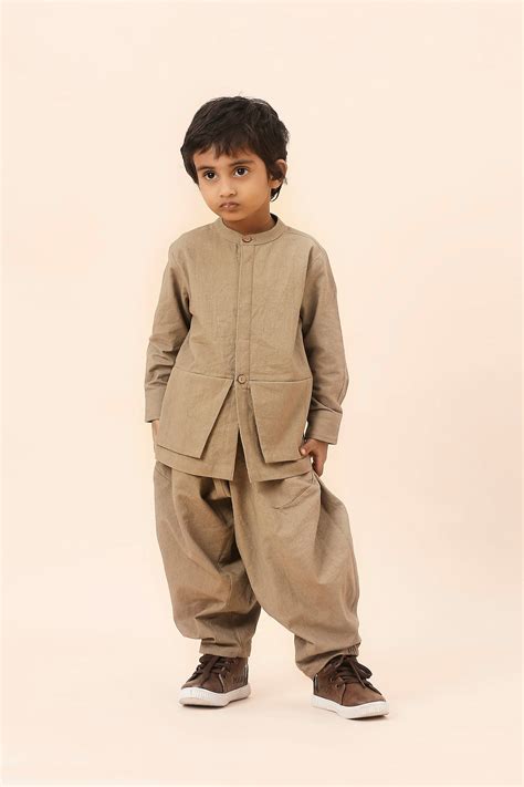 Mini MATI Boys Beige Pocket Baggy Set (2 PCS) – Mati