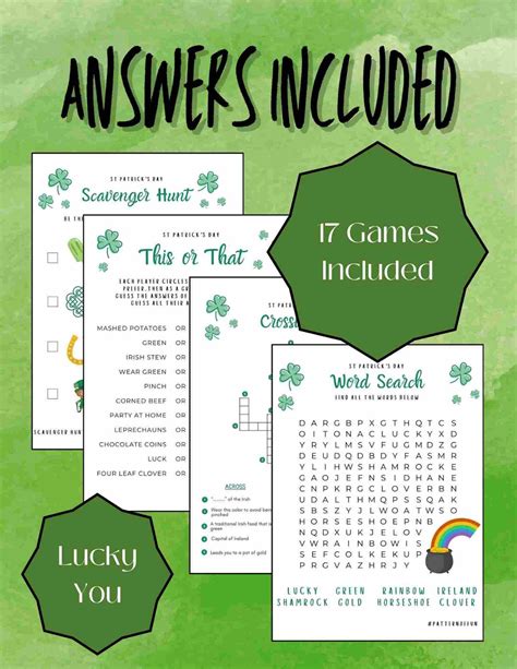 St Patricks Day Games Bundle, Printable St Patricks Day Party Games for ...