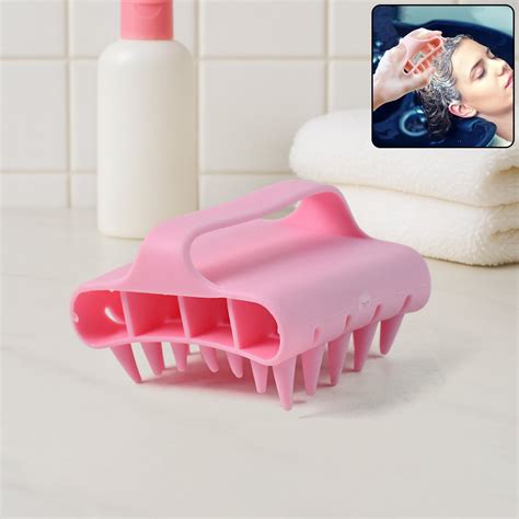 Scalp Massager Shampoo Brush Soft Silicone Hair Washing Comb with Hand ...