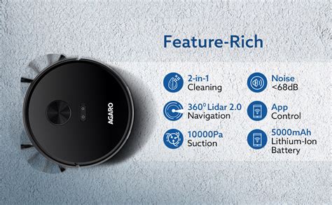 AGARO Imperial Robot Vacuum Cleaner, Dual Brush, Dry Vacuum & Wet Mop ...