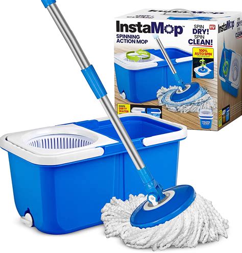 Insta Mop Spin Mop and Bucket with Wringer Set Microfiber Mop Head ...