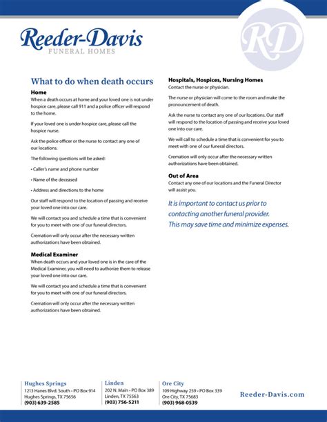 Forms Library - Reeder-Davis Funeral Home