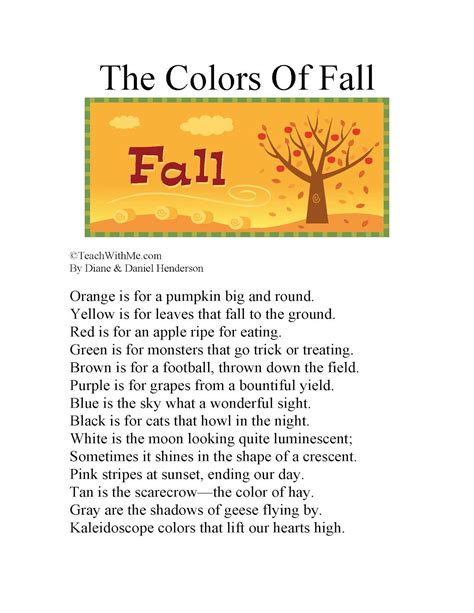 The Colors of Fall | Poem, Teaching language arts and Language arts