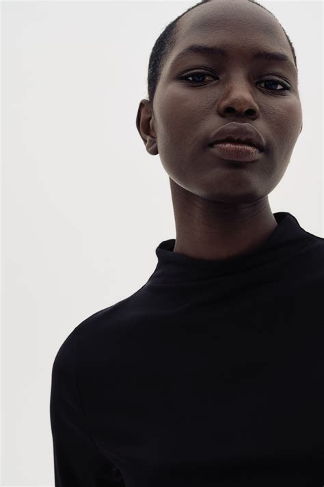 Microfiber Mock Turtleneck Top - Black - Ladies | H&M US