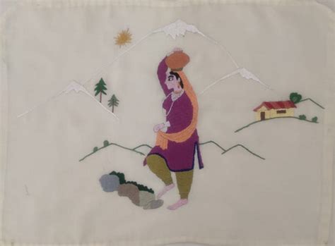 Shop – Chamba Rumal Lady Carrying a Pot on her Head - GI Heritage– Gi ...