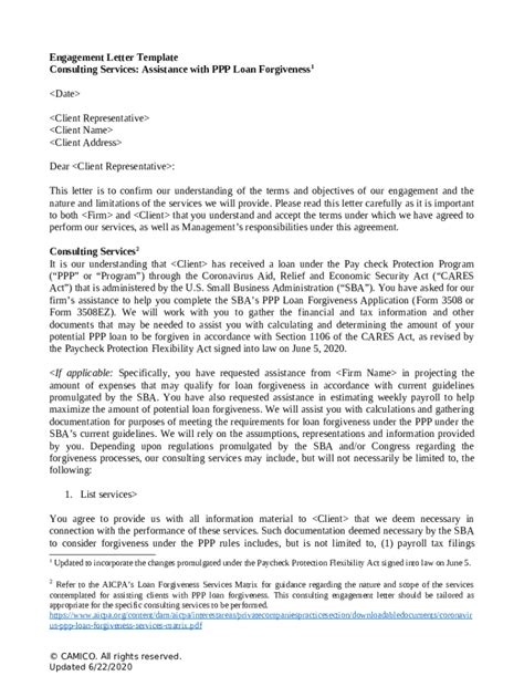 PPP Sample Engagement LettersResources Doc Template | pdfFiller
