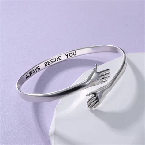 Buy Silver Hand Hug Bracelet Adjustable - White Gold Adjustable Couple ...