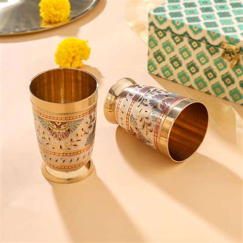 Brass Hand Painted Glass Pair House Warming Box Hamper – Velan Store