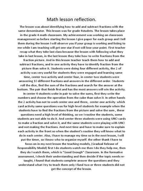 Image result for Reflection On Math Lesson