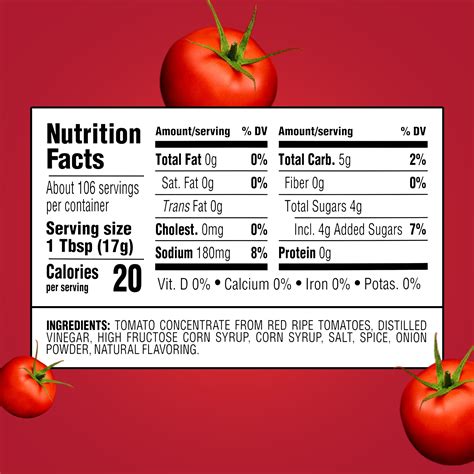 Heinz Ketchup Packets Nutrition at Margie Barker blog