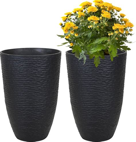 Amazon.com: KOL 2-Pack 21in. Tall Plastic Planter - Large Round Tapered ...