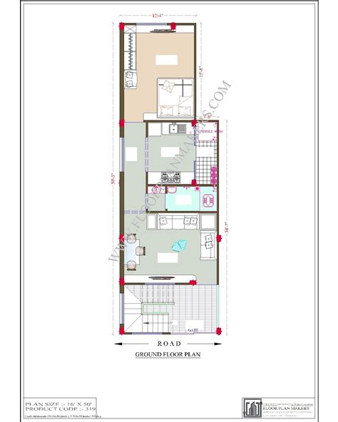 16×50 Ground Floor Plan – Floor Plan Maker's